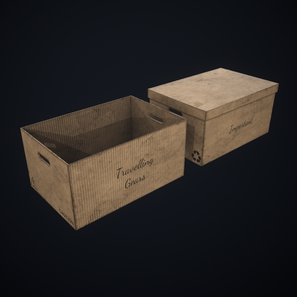Cardboard storage box — rendered