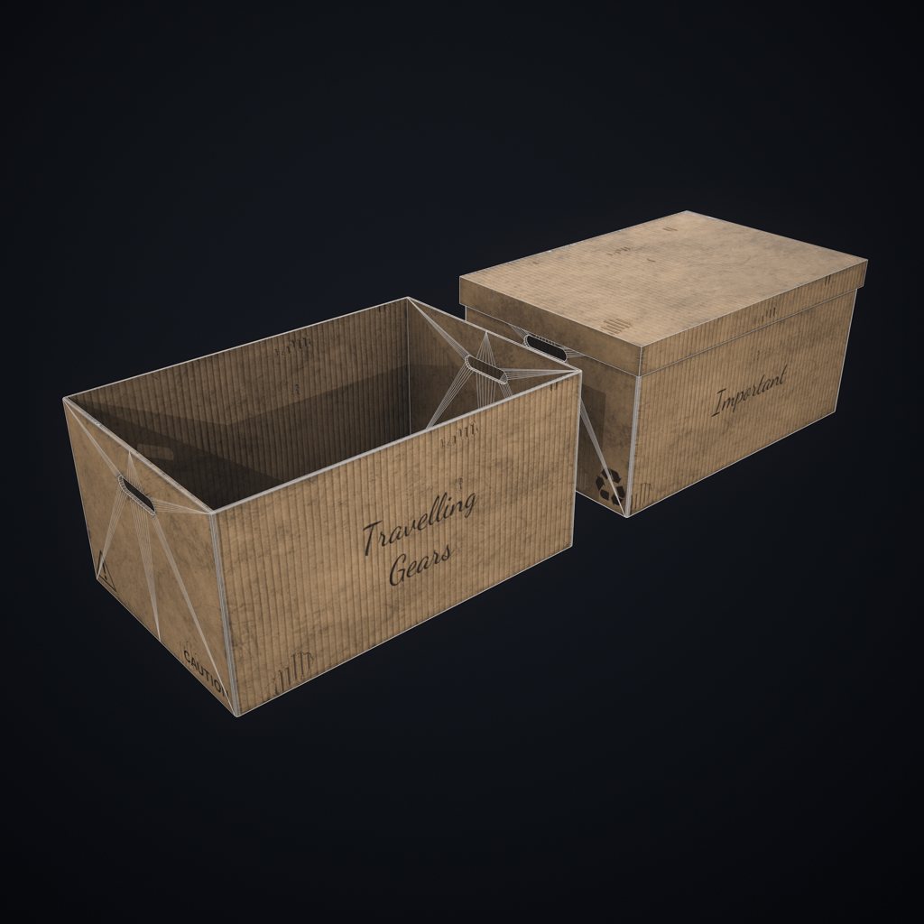 Cardboard storage box — wireframe