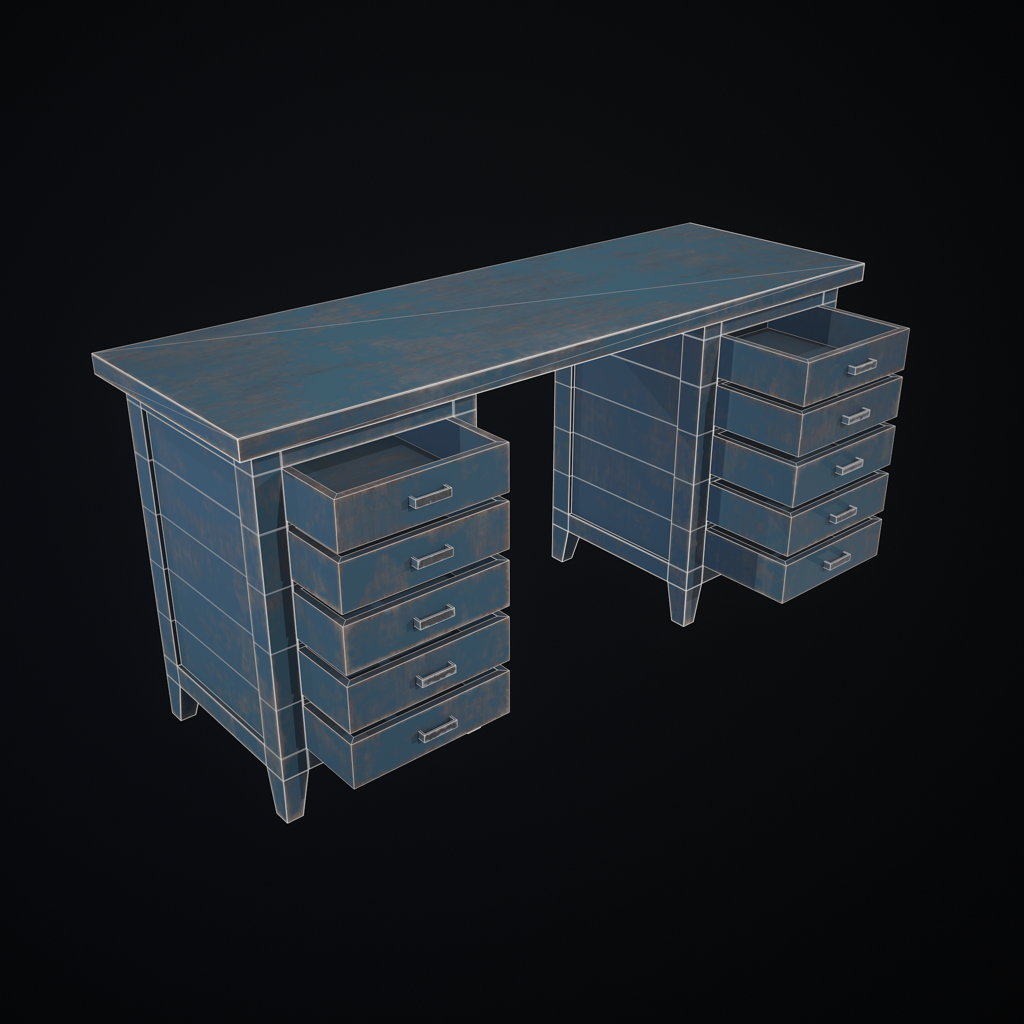 Wooden writing table — wireframe